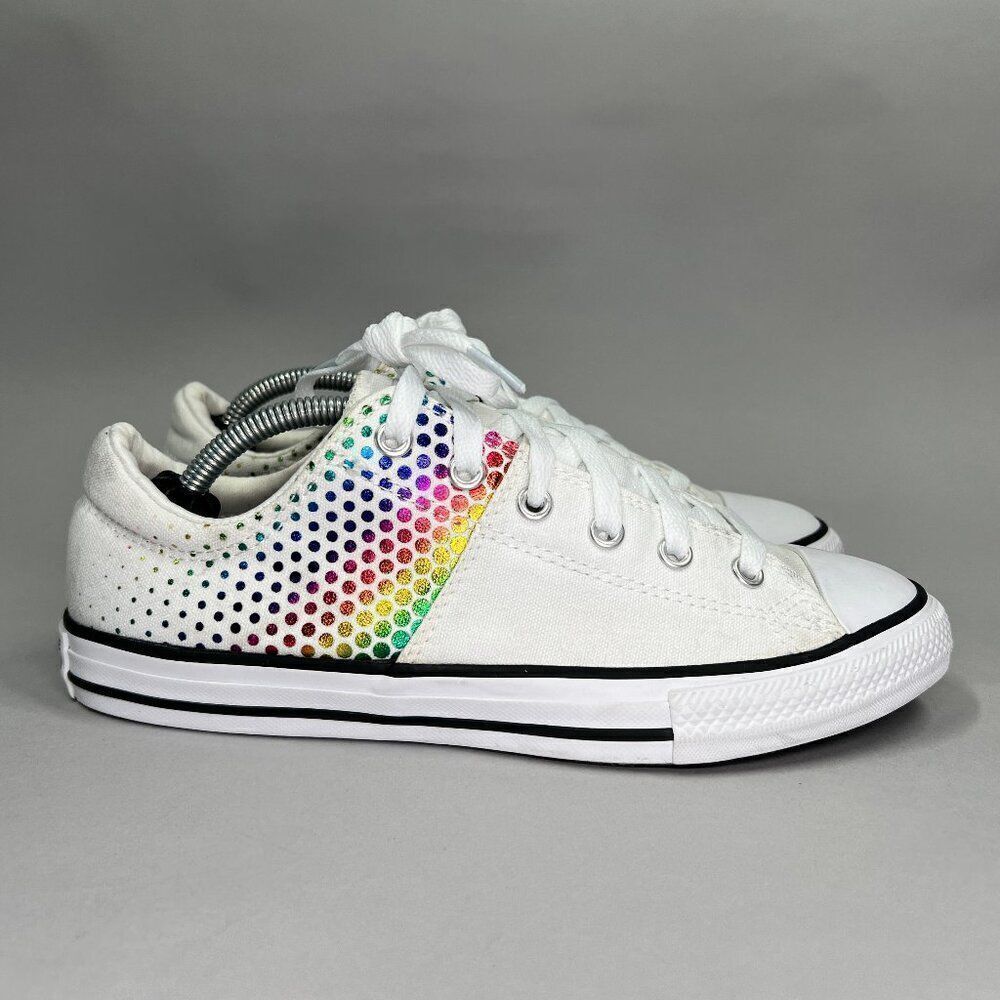 Converse‎ Girl's Rainbow Dot Madison White Canvas Low Sneakers